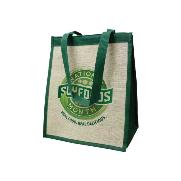 Fancy Jute Bag - Small  Let's Go Green Design With Logo